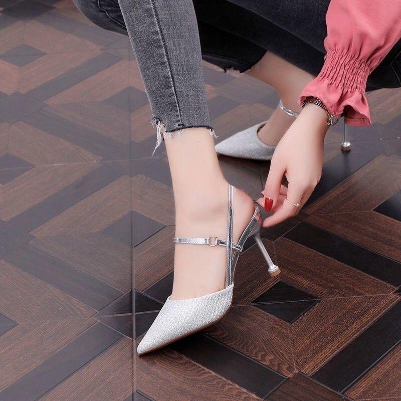 SANDAL BÍT MŨI NHŨ MỊN GÓT NHỌN NHIỀU MÀU - 7P