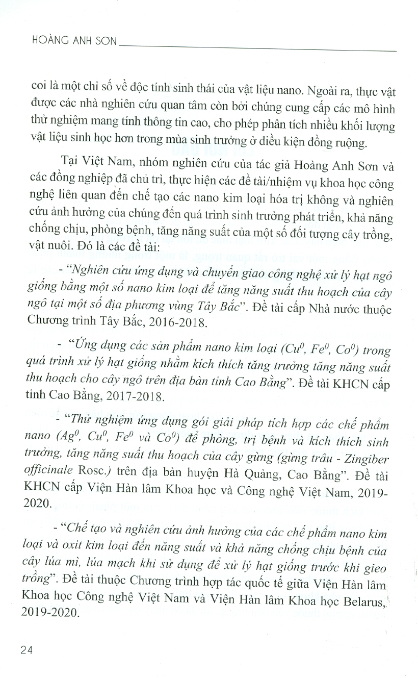 Hạt Nano Kim Loại: Tác Động Hóa-Sinh Và Một Số Ứng Dụng Trong Nông Nghiệp