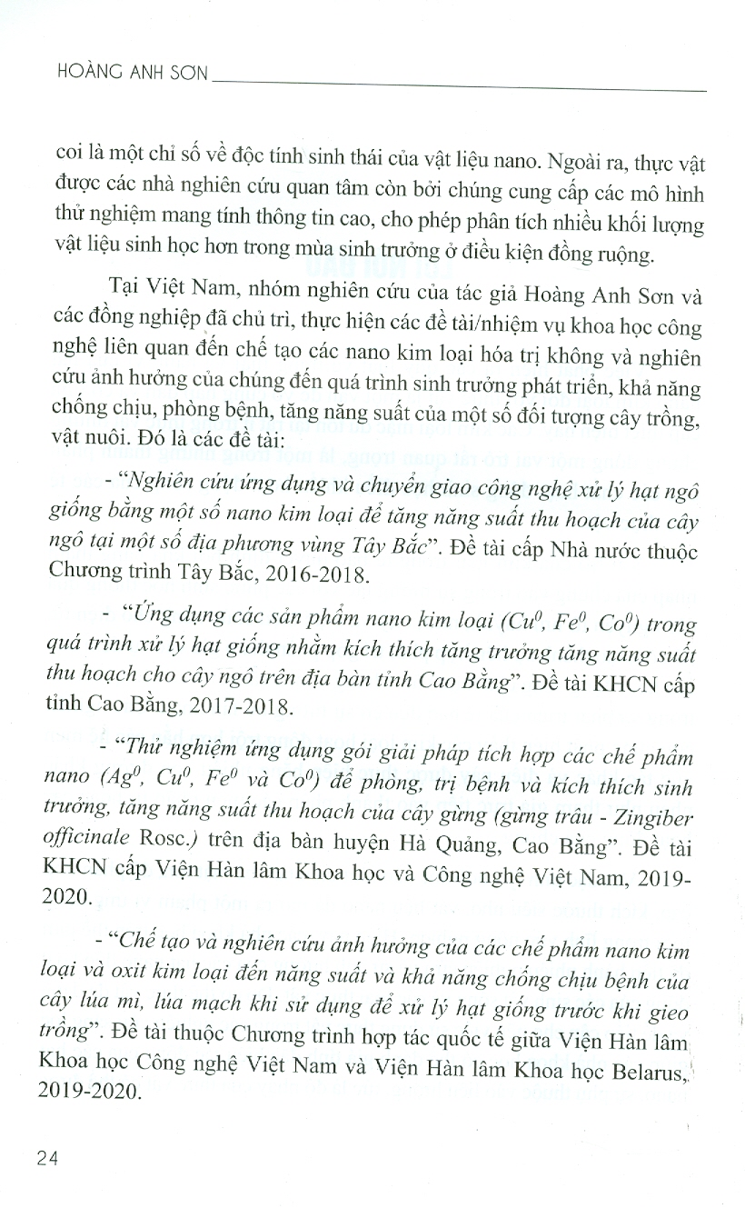 Hạt Nano Kim Loại: Tác Động Hóa-Sinh Và Một Số Ứng Dụng Trong Nông Nghiệp (Bìa Cứng)