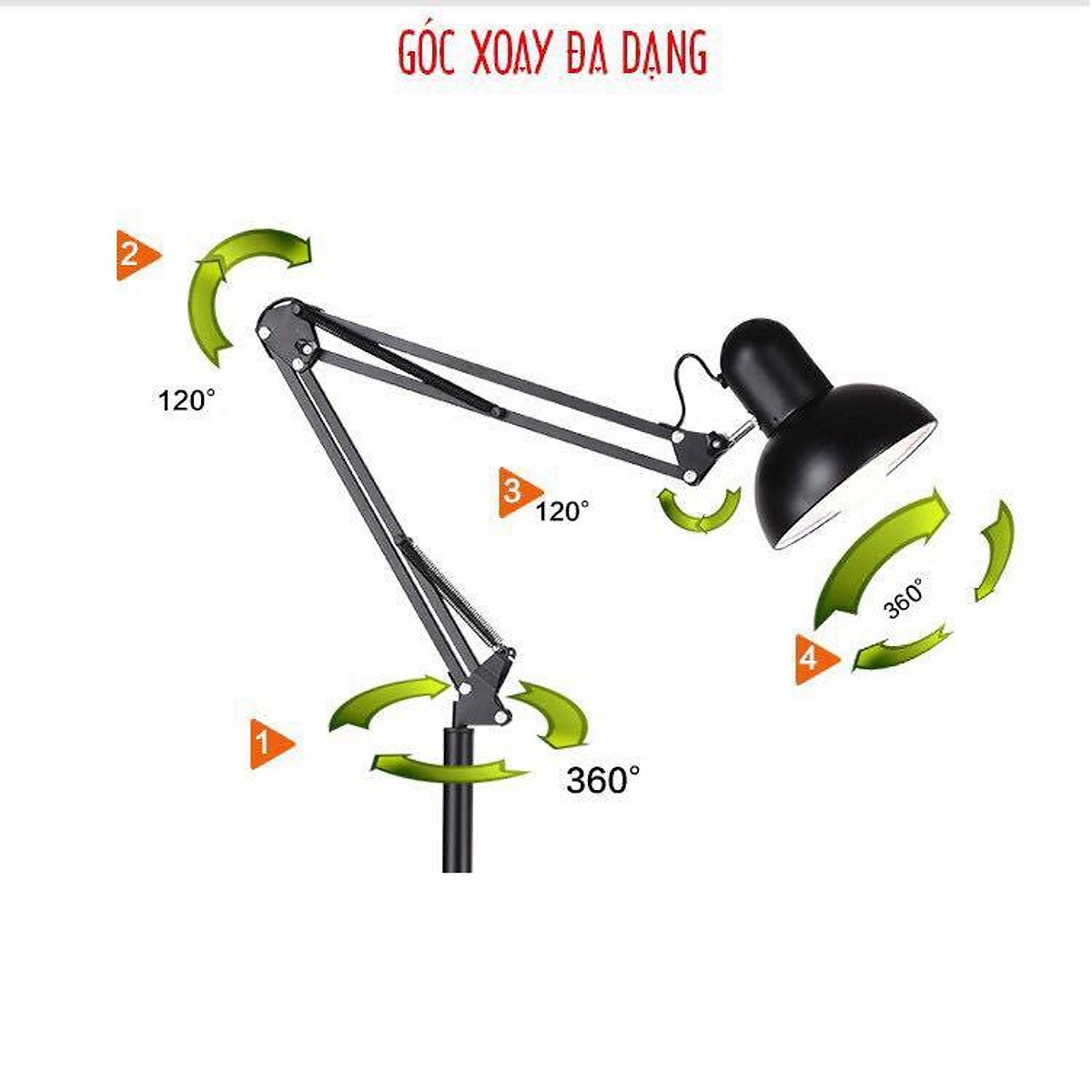 Đèn đọc sách đa năng xoay, kéo, gấp - đèn đứng METAL LIGHT