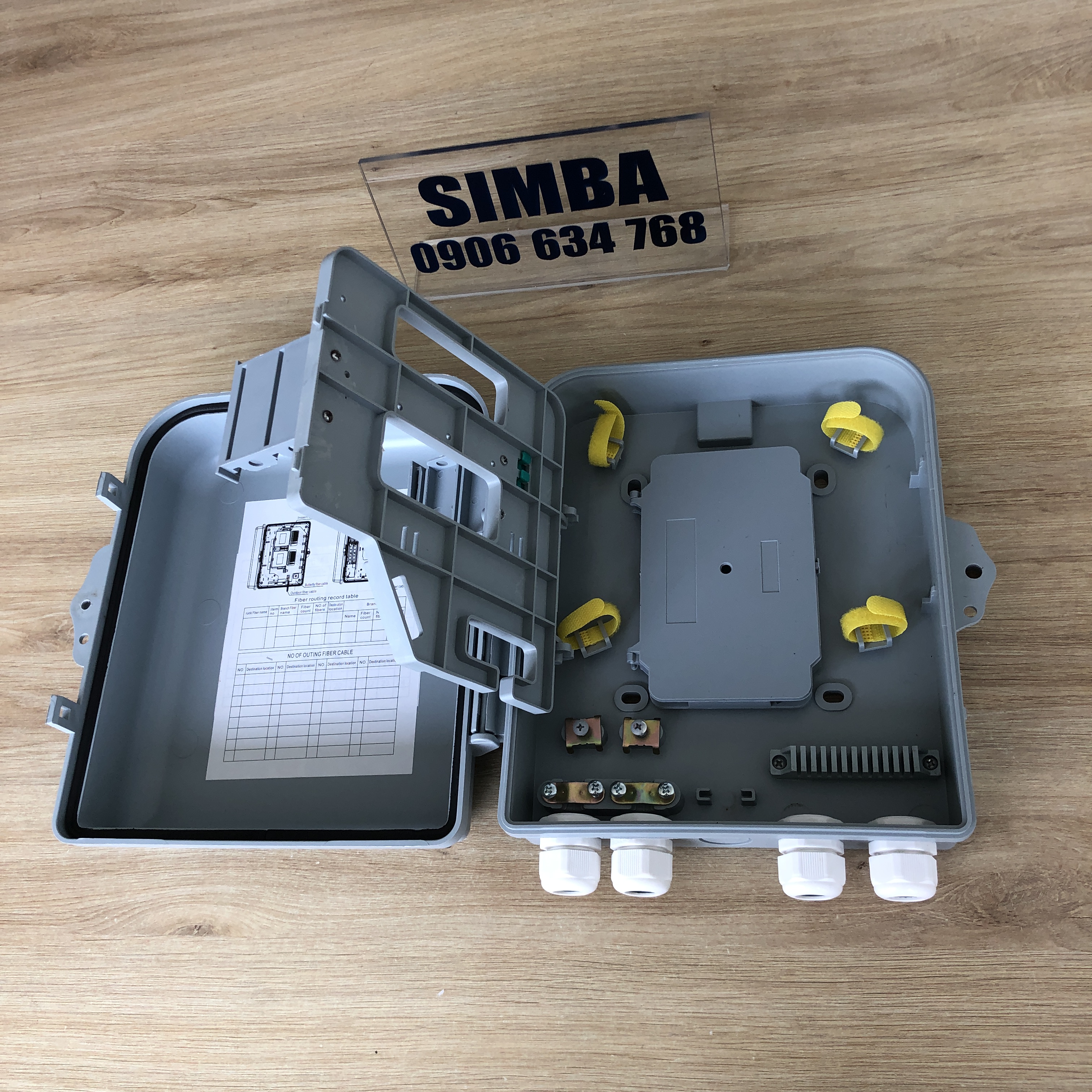 ODF quang 2 khe cắm chia quang PLC module (chưa gắn chia quang, max 24FO), plastic+24 ống co nhiệt 60mm