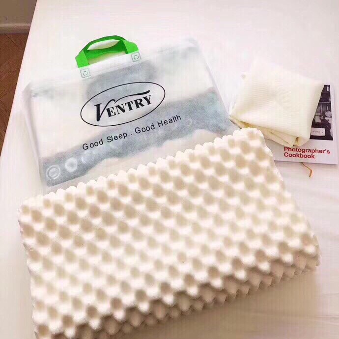 Gối cao su cao cấp Ventry xuất Thái chống mỏi cổ-Tặng kèm 1 móc khóa thỏ gấu bedding