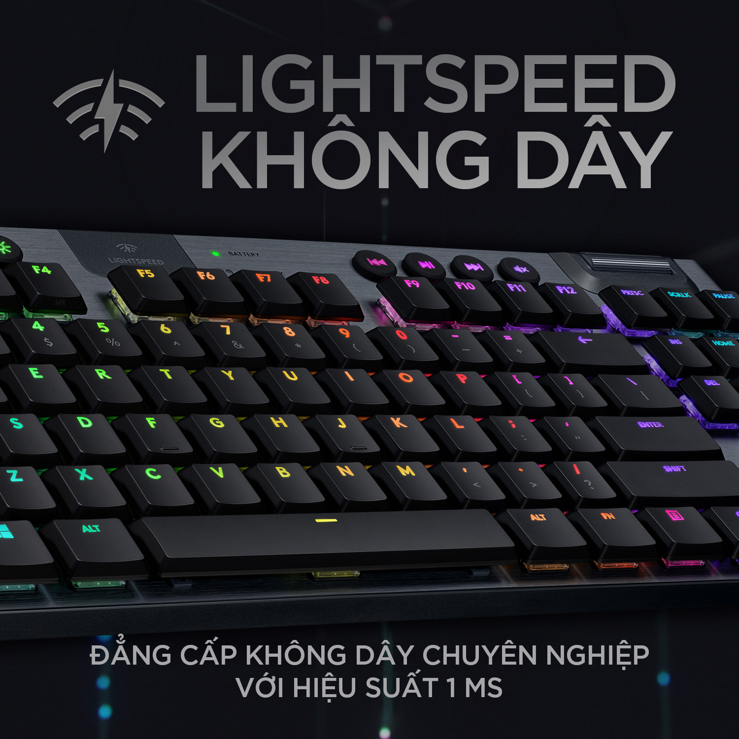 Bàn phím game cơ học không dây Lightspeed Logitech G913 TKL - Không phím số, 3 loại switch cấu hình thấp, Bluetooth/USB, RGB Lightsync - Hàng chính hãng