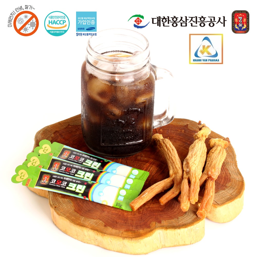 Nước Hồng Sâm Cát Cánh Komoko Hàn Quốc - Komoko Clean Stick - MYEONG KI SAM - Bảo vệ đường hô hấp - Hộp 50 gói x 10g - hàng nội địa, nhập khẩu chính ngạch