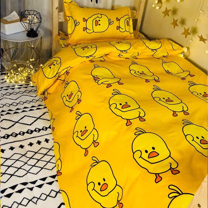 Bộ vỏ chăn ga gối poly cotton vịt vàng 2019