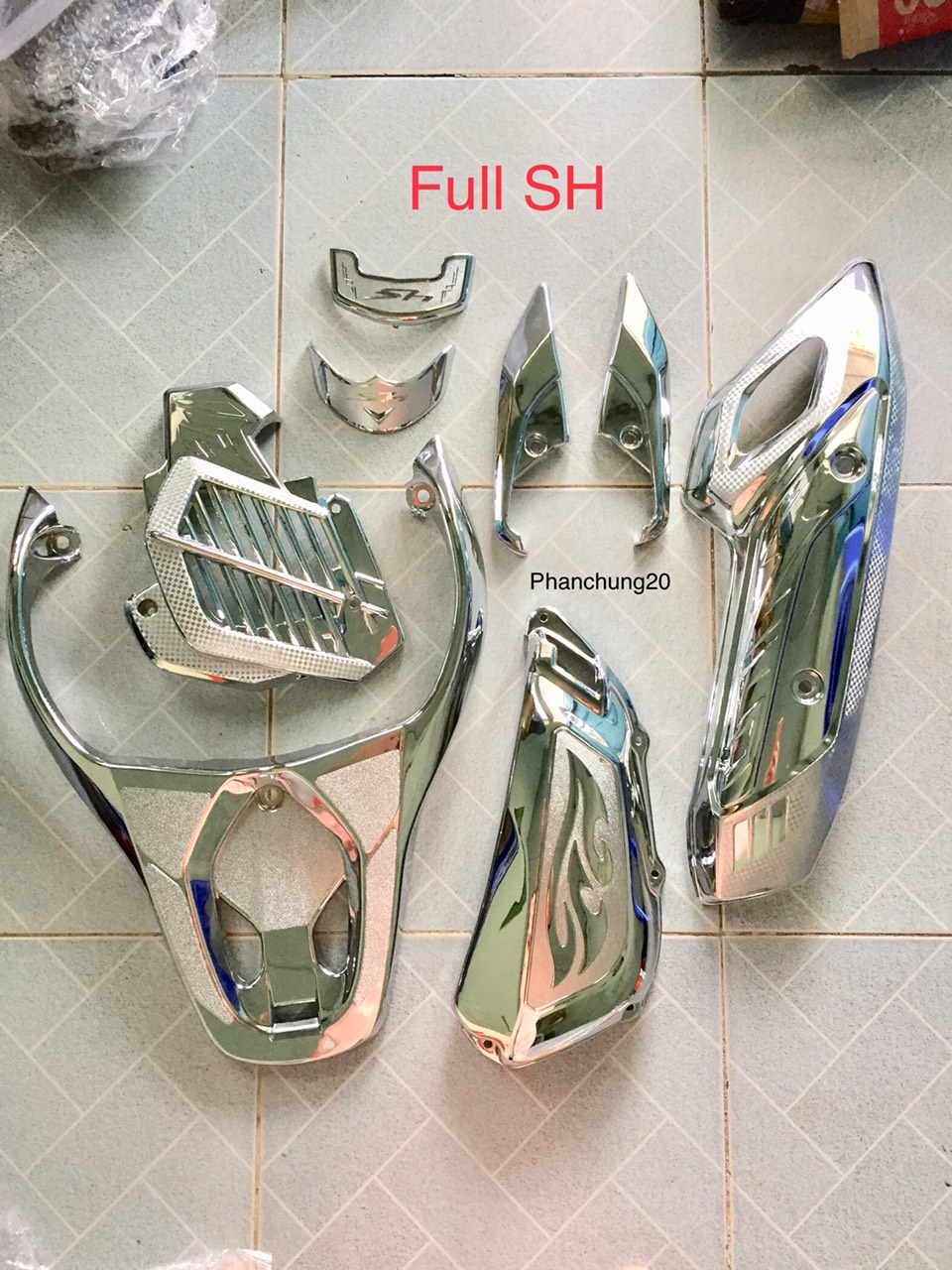 COMBO ỐP PHỤ KIỆN TRANG TRÍ DÙNG CHO XE SH 2013 2014 2015 2016 CROM