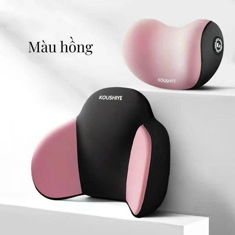 Bộ gối tựa đầu tựa lưng chất liệu cao su non cao cấp AWESOME - chống đau mỏi lưng khi lái xe - đen, đen