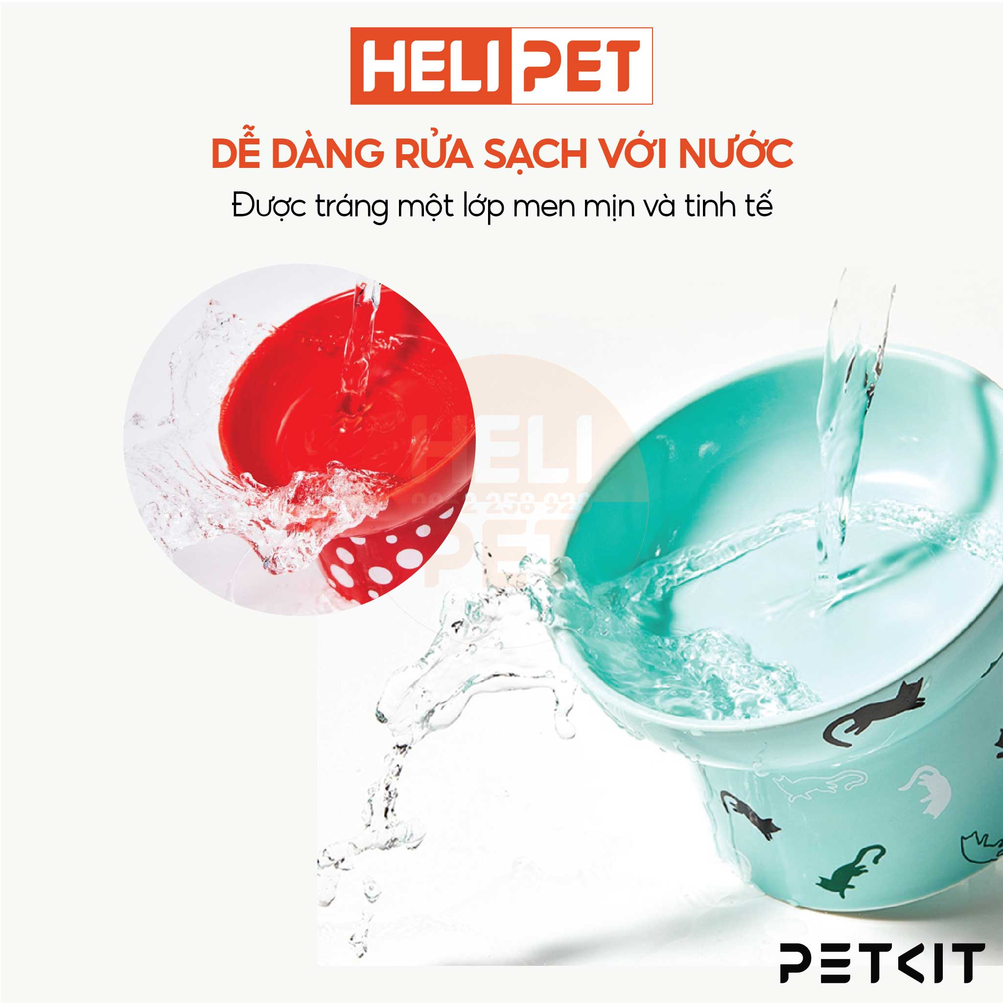 Chén Ăn, Bát Ăn Cho Chó Mèo Chống Gù Làm Từ Gốm Sứ Cao Cấp Ceramic Petkit Cera Spot- HeLiPet