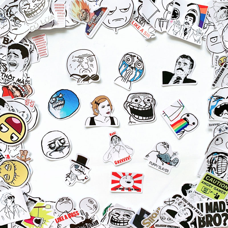 Bộ 50 Sticker Troll Face Meme Hình Dán Chống Nước Decal Chất Lượng Cao Dùng Trang Trí Va Li Du Lịch, Xe Đạp, Xe Máy, Laptop, Nón Bảo Hiểm, Máy Tính Học Sinh, Tủ Quần Áo, Nắp Lưng Điện Thoại