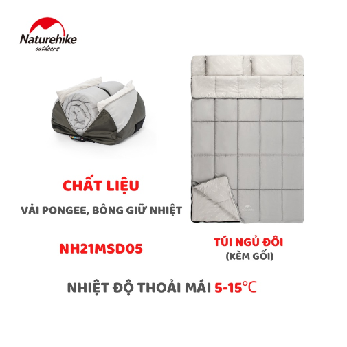 Túi ngủ Cotton đôi kèm gối NatureHike NH21MSD05