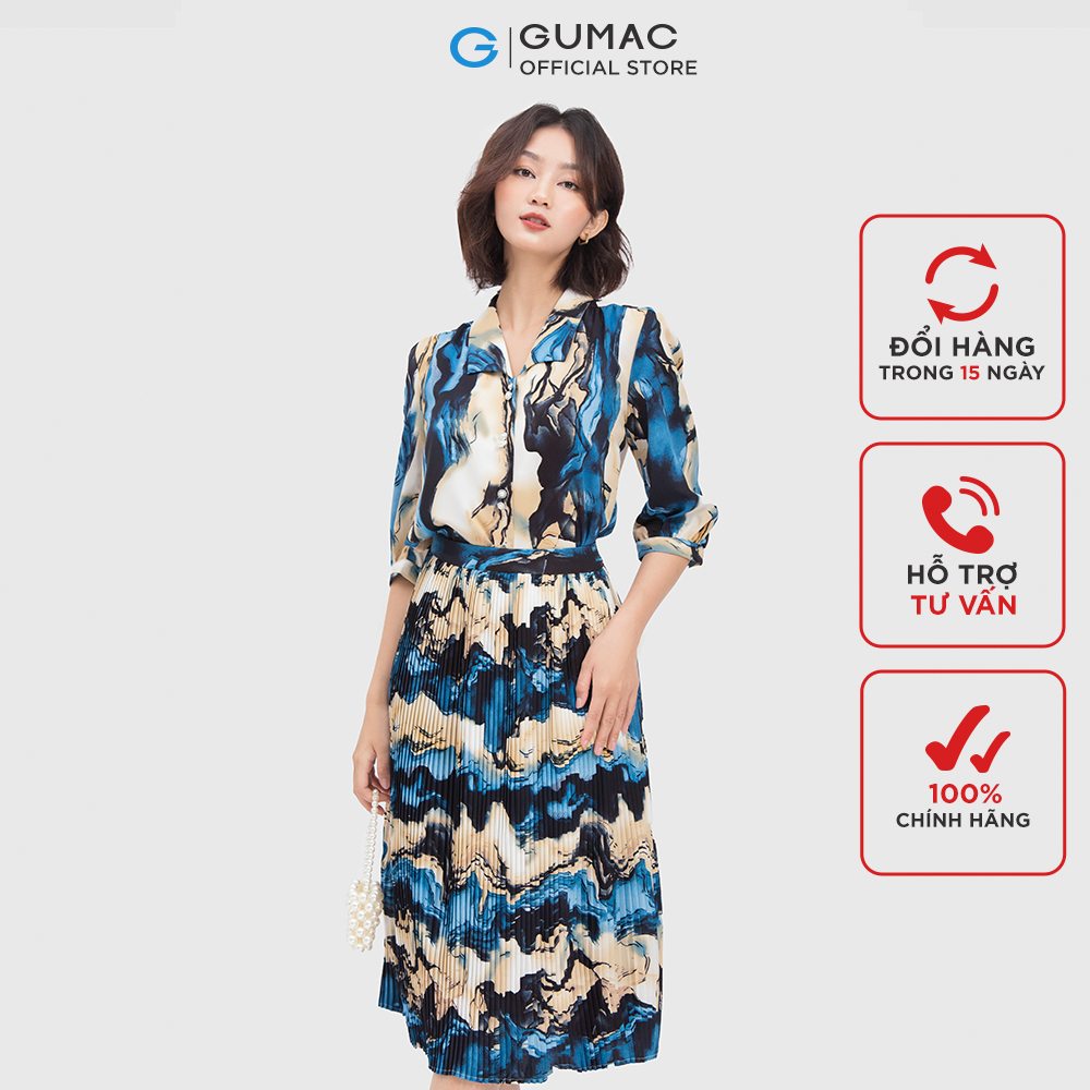 Chân váy GUMAC VC04029 tạo kiểu dập ly nhẹ nhàng thanh lịch