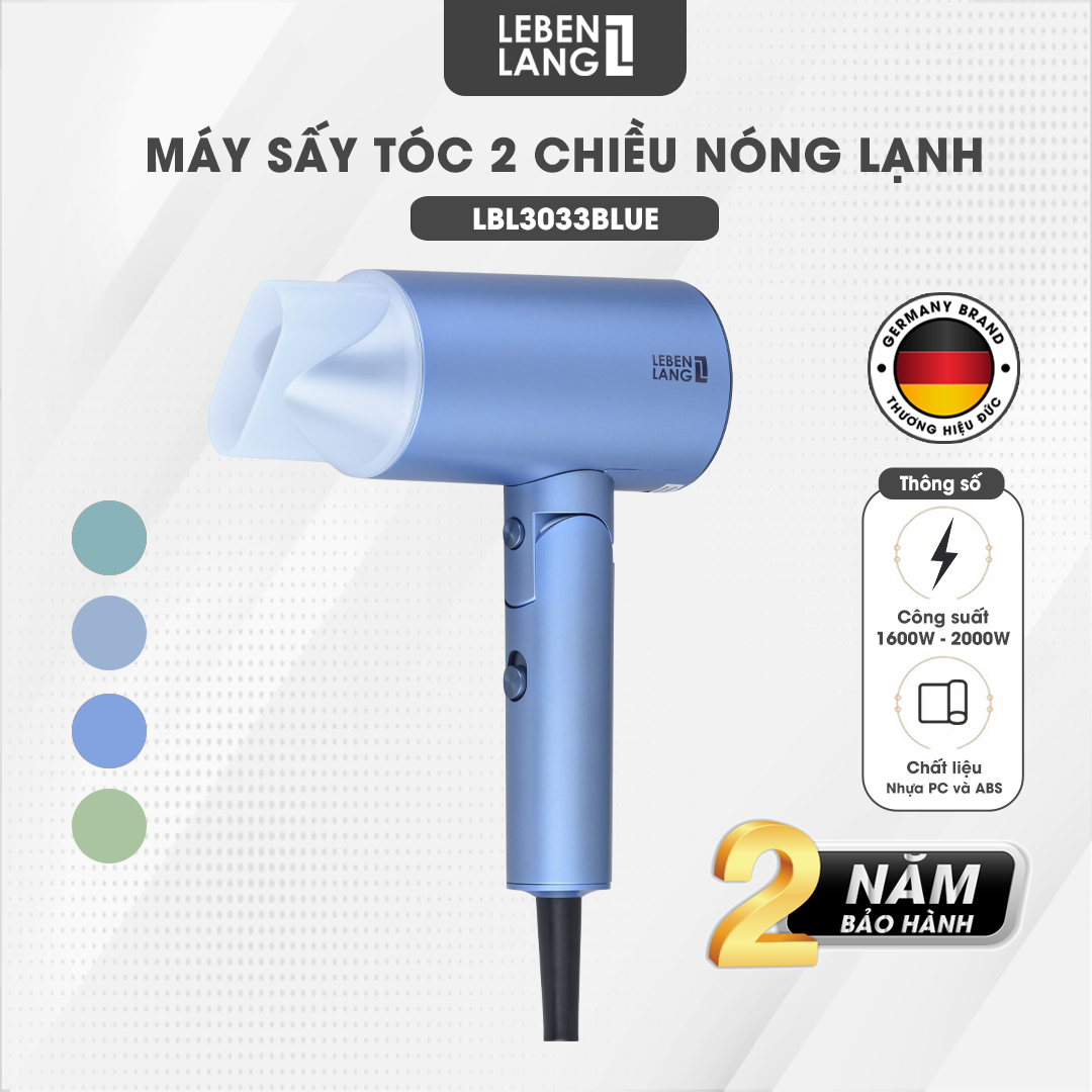 Máy sấy tóc 2 chiều nóng lạnh LEBENLANG LBL3033,công suất 2000W, chống xơ rối tóc bằng công nghệ ion, bảo hành 2 năm - hàng chính hãng