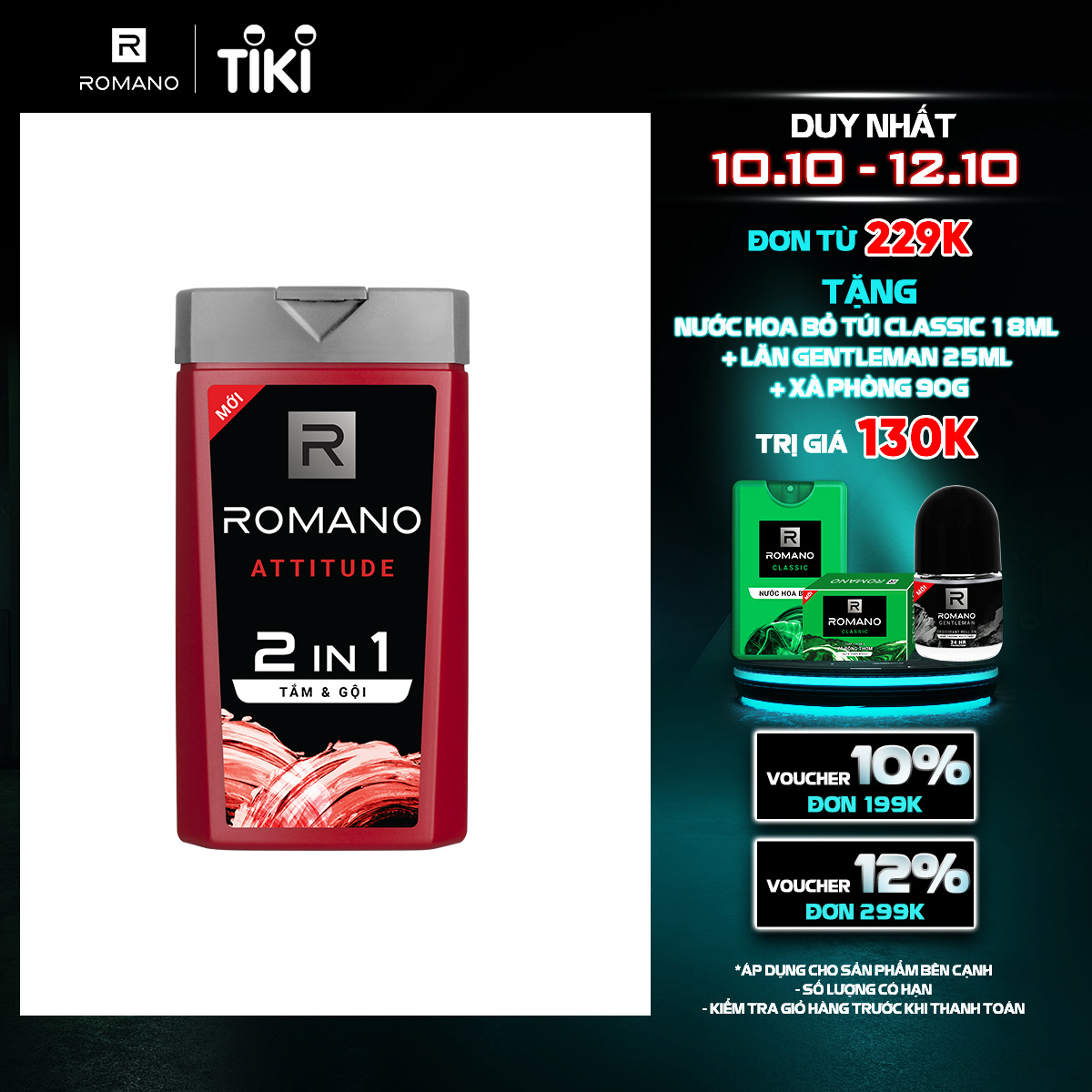 Tắm gội 2 trong 1 Romano Attitude 180g