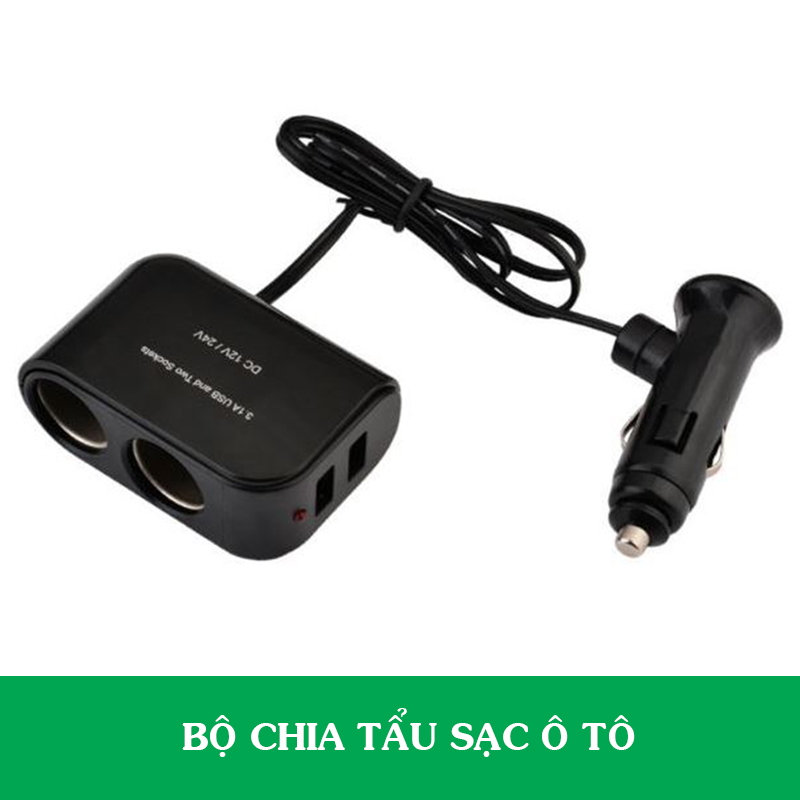 Bộ Chia Tẩu Sạc Thành 2 Cổng Cắm Tẩu,2 Cổng Cắm USB