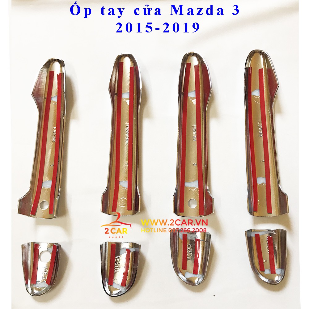 Ốp tay nắm, hõm cửa xe Mazda 3 2014 - 2022, 2023 mạ crom cao cấp