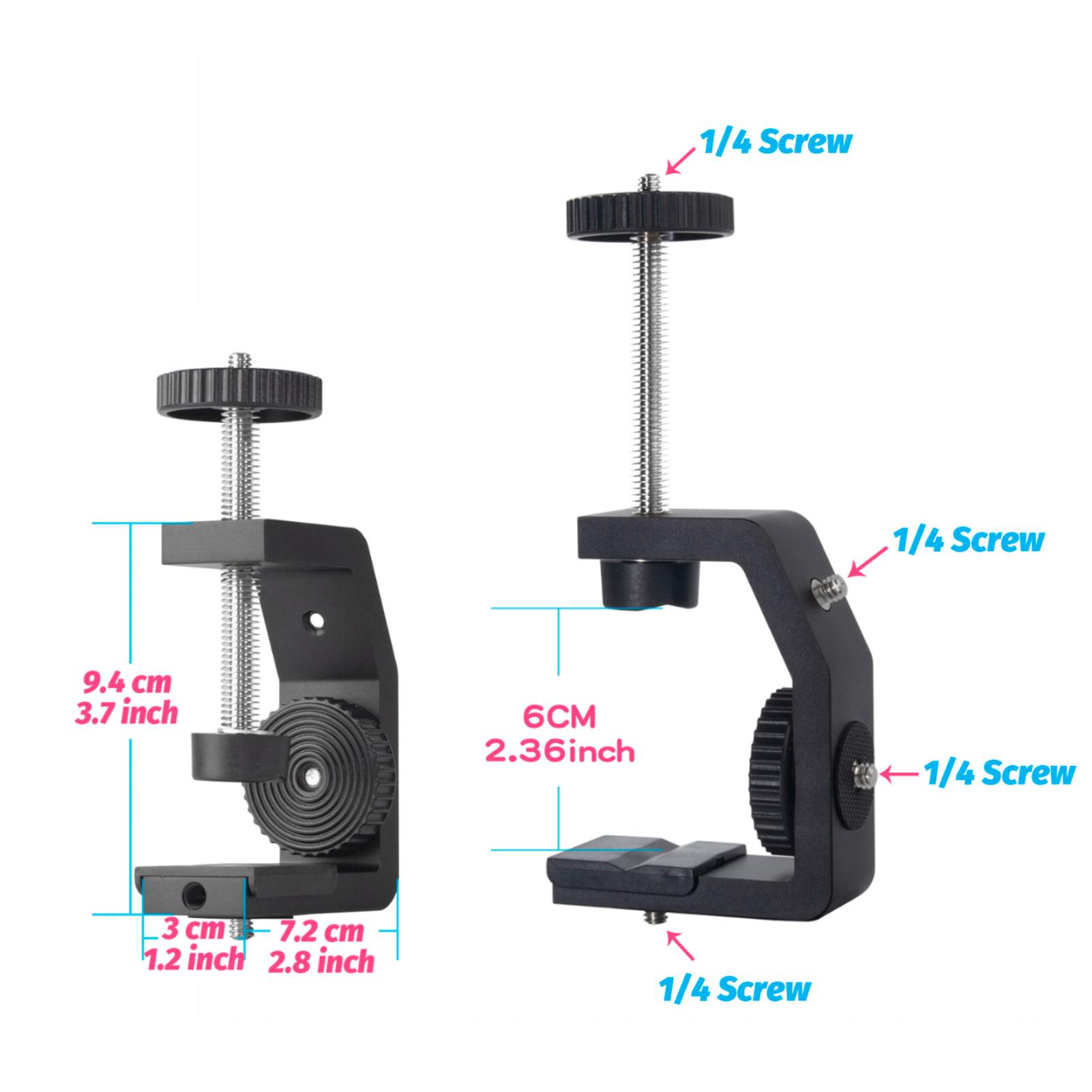 Universal C-Clamp Multifunctional Aluminum Alloy C Clamp Mount with 1/4 Inch Screw for Camera Microphone Video Light