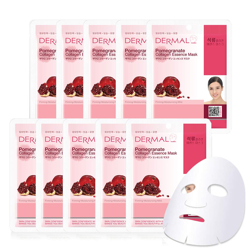 Mặt Nạ Dermal Tinh Chất Lựu Làm Săn Chắc Da Pomegranate Collagen Essence Mask 23g - 10 Miếng