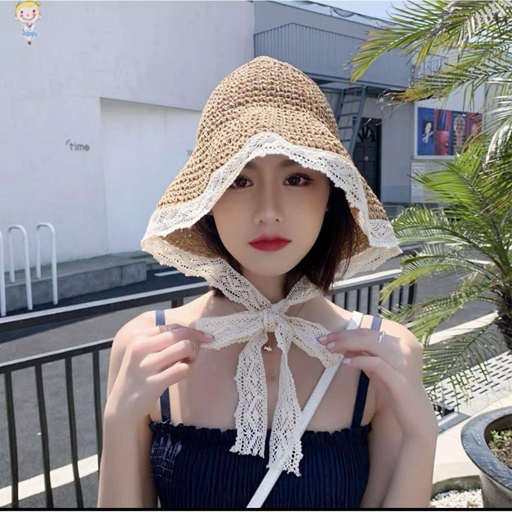 MŨ CÓI VINTAGE VIỀN REN BUỘT MÃ-02