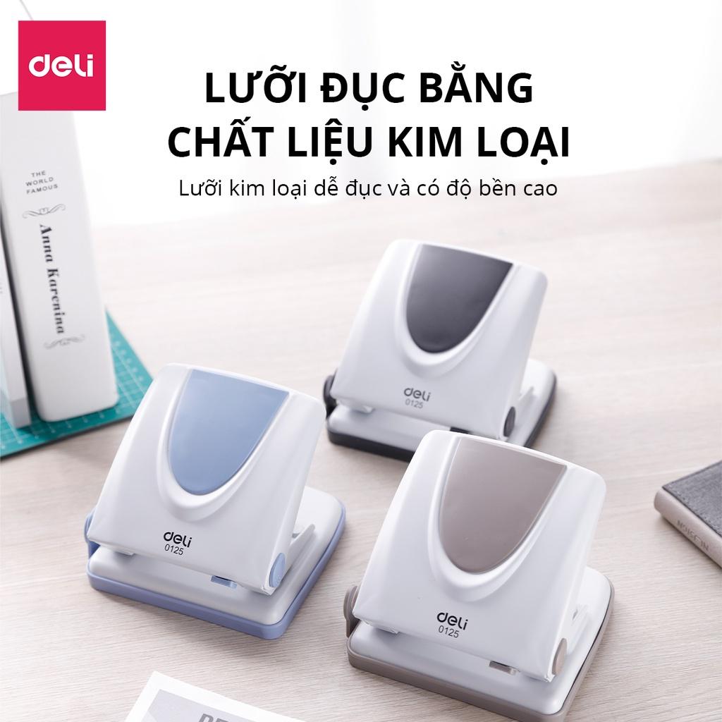 Máy Đục Lỗ Bấm Lỗ Giấy Vỏ Kim Loại 20 Tờ Deli - Phù Hợp Học Sinh Văn Phòng - E0125