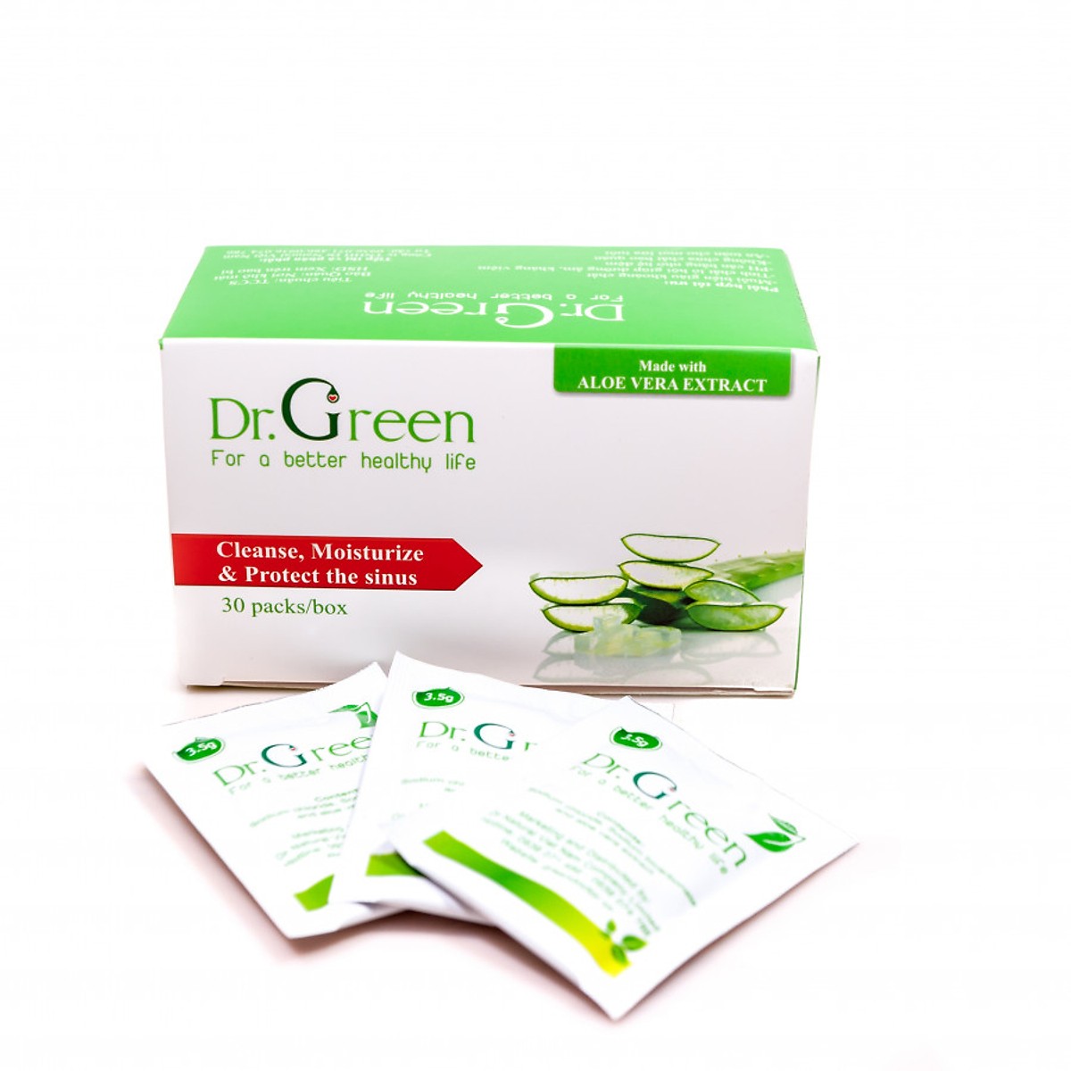 Combo Bình rửa mũi Dr.green + 40 gói muối nha đam