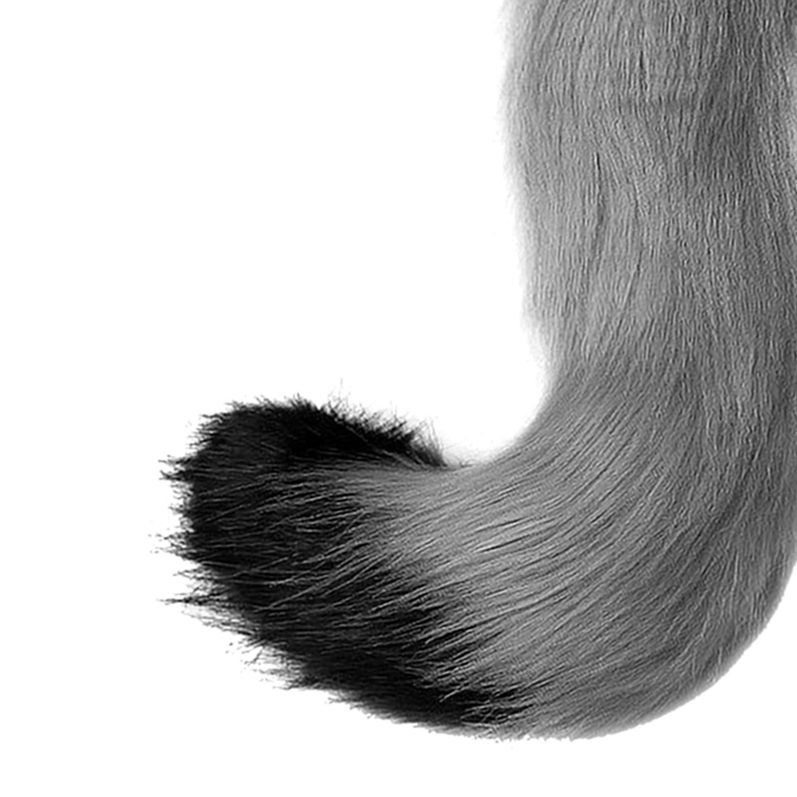 3x Plush Fox Ears and Tail Set Cosplay Cat Ears Headband with Tail Furry Wolf Long Tail for Prop Fancy Dress Role Play Halloween Kids Adult