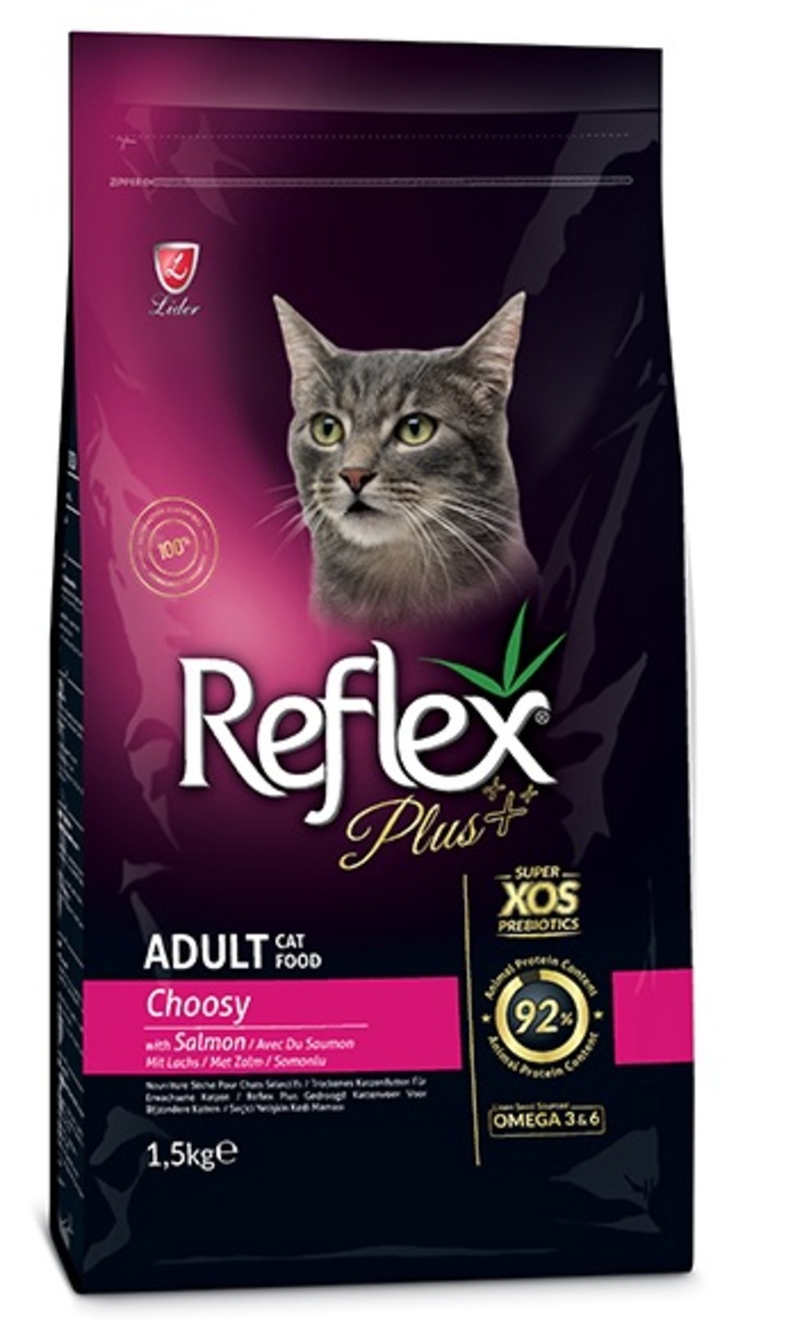 Thức ăn cho mèo kén ăn Reflex Plus Adult Cat Food Choosy Salmon (1,5kg)