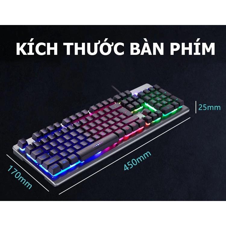 Bàn phím giả cơ K002 có dây kèm đèn led 7 màu xuyên phím dành cho game thủ