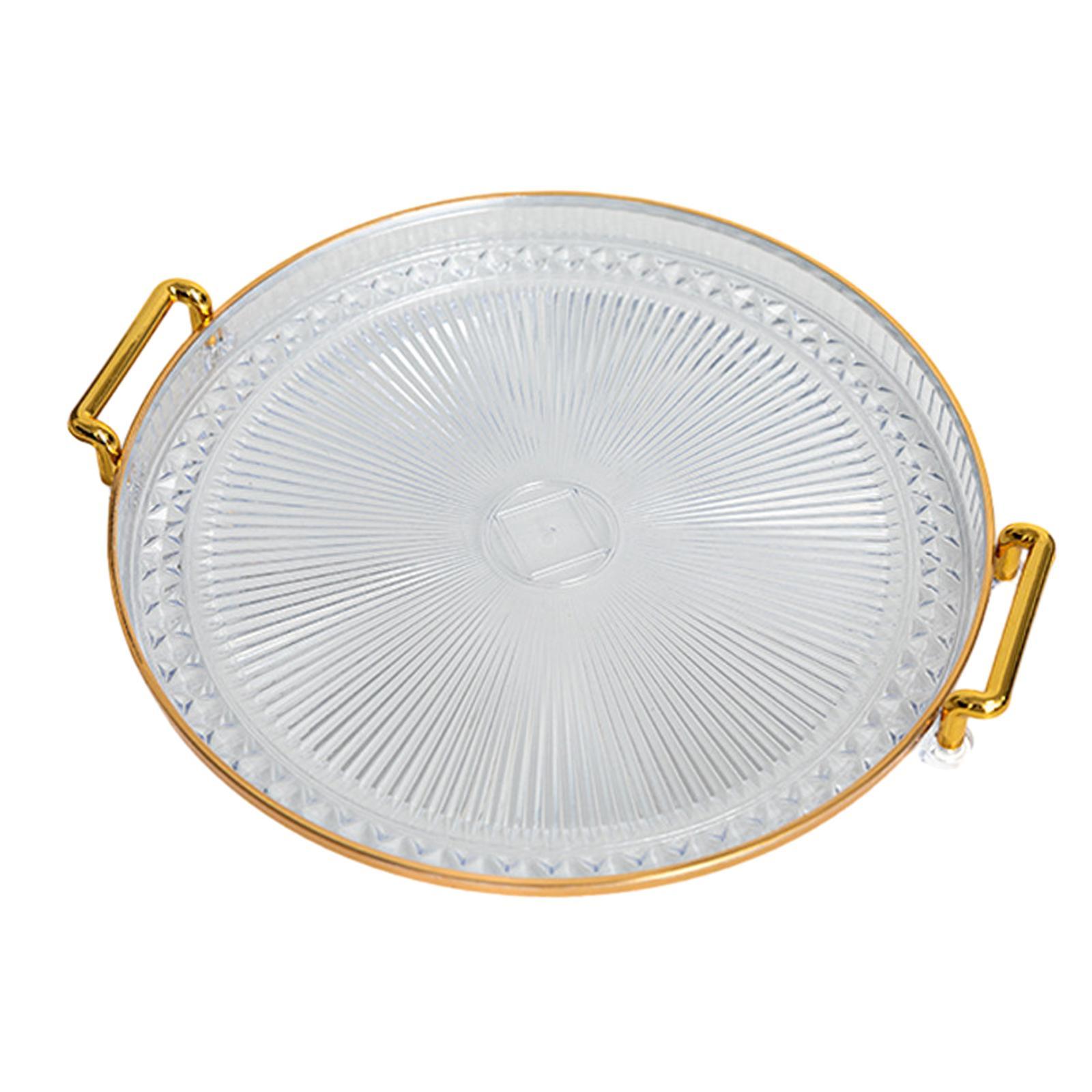 Round Serving Tray Eating Storing Vanity Platter Breakfast Tray with Handles