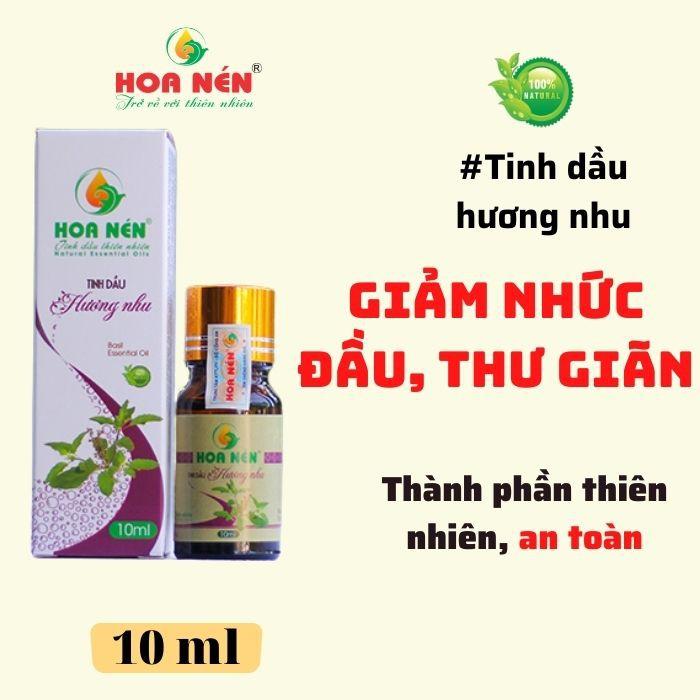 Tinh dầu Hương nhu nguyên chất 10ml - Hoa Nén - vegan - Khử mùi, hỗ trợ chăm sóc tóc