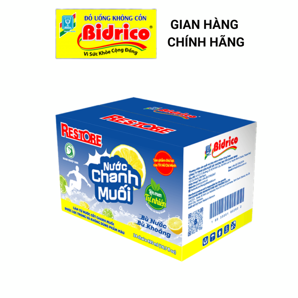 Nước Chanh Muối Restore ( Thùng 24 chai 495ml ) - Sản phẩm của Bidrico