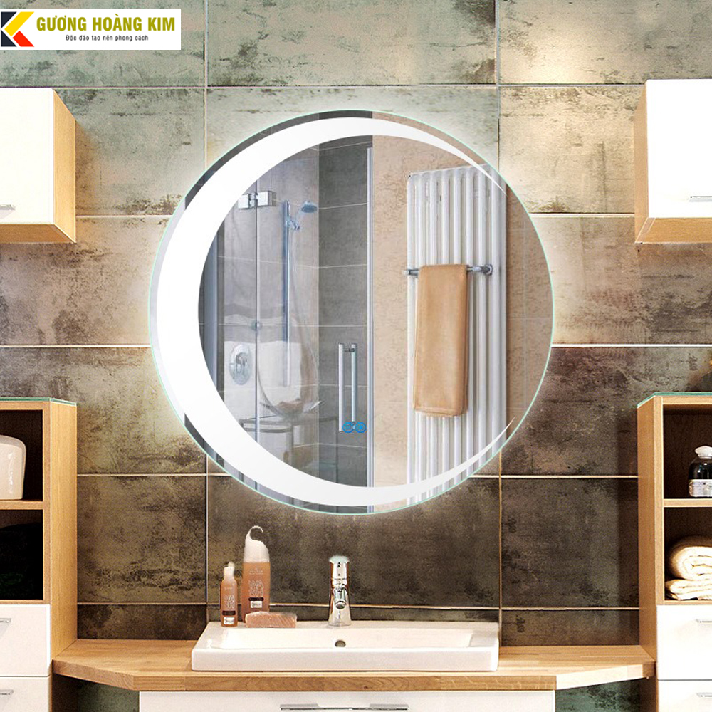 gương tròn makeup trang điểm có đèn led cảm ứng phá sương thông minh kích thước D70 - mirror