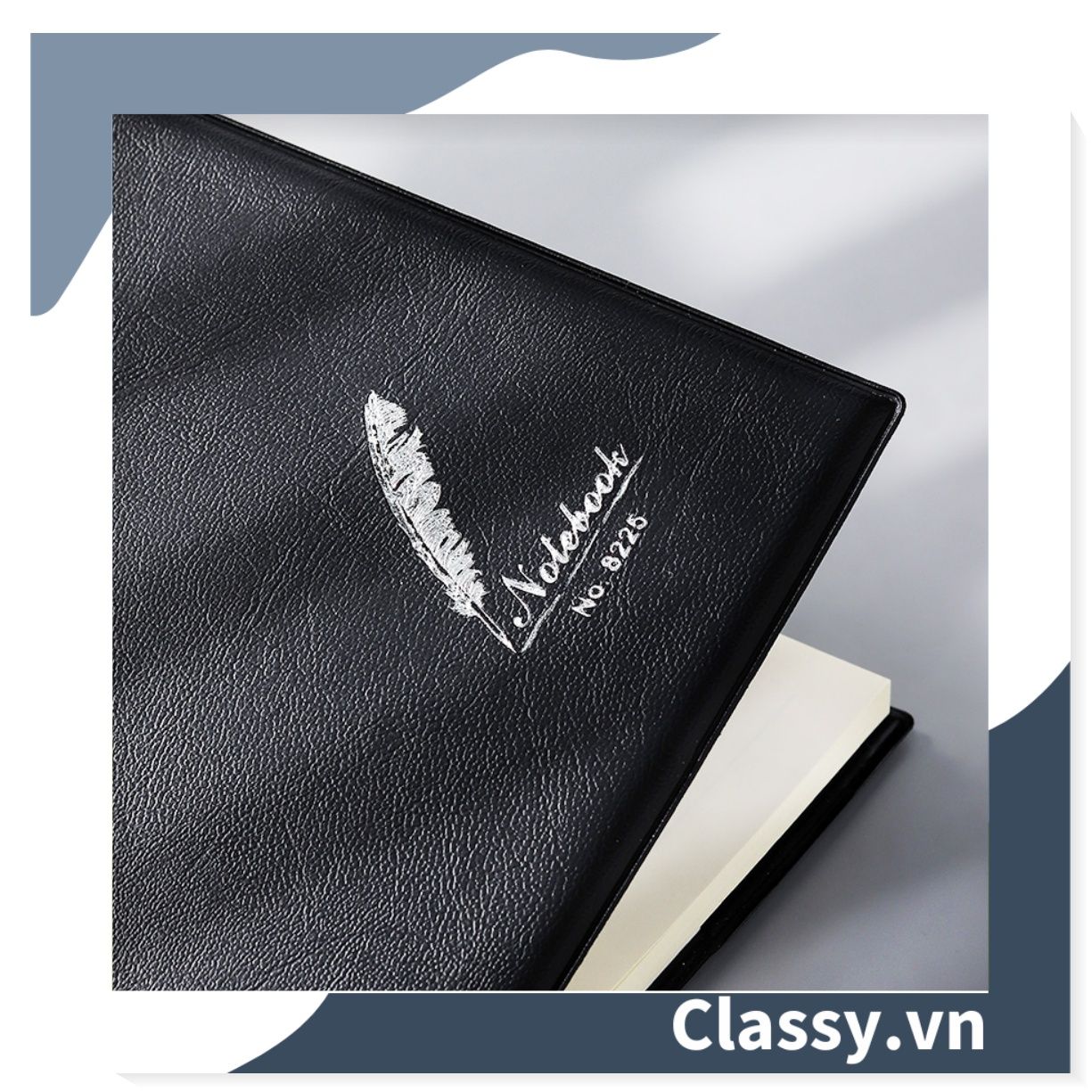 Sổ bìa da đen nhiều kích thước Classy Notebook ghi chép cuộc họp, lập kế hoạch kinh doanh- 224 trang bìa tối giản- PK1834