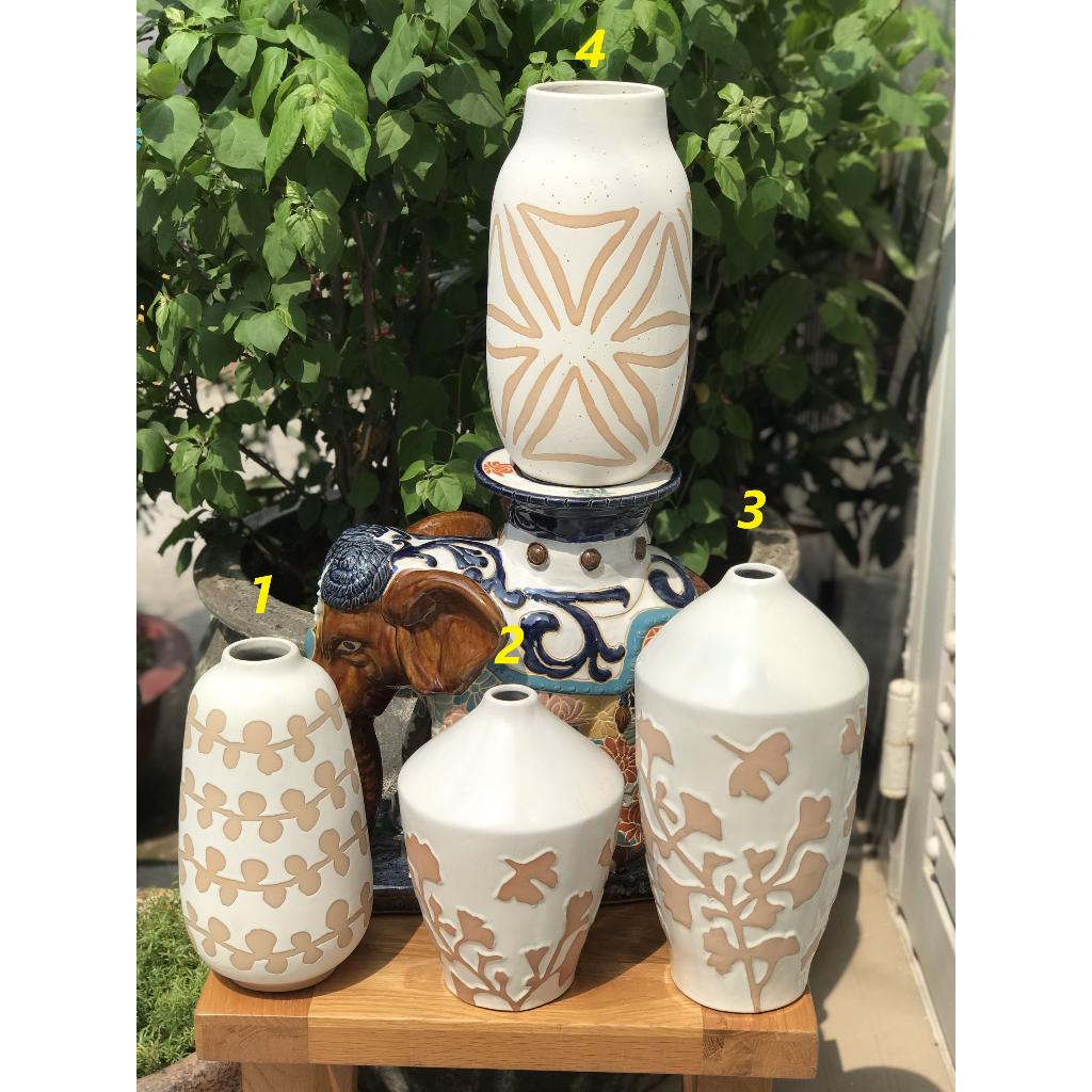BỘ BÌNH GỐM SỨ XUẤT KHẨU TRANG TRÍ DECOR CẮM HOA XK01