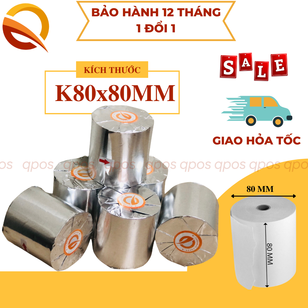 Giấy in nhiệt OCHA khổ K80x80mm, Giấy in bill, in hóa đơn K80