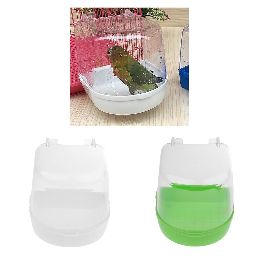 Bird Bathtub Bath Clean Box Toy Accessory for Budgie Canary Finches Cage Clip-on 13 x 13 x 13 cm