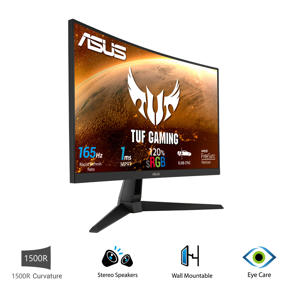 Màn Hình Cong Chuyên Game TUF Gaming VG27VH1B 27 inch Full HD (1920x1080) 165Hz/ 1ms/ Adaptive-sync/ FreeSync Premium/ Công nghệ Extreme Low Motion Blur - Hàng Chính Hãng