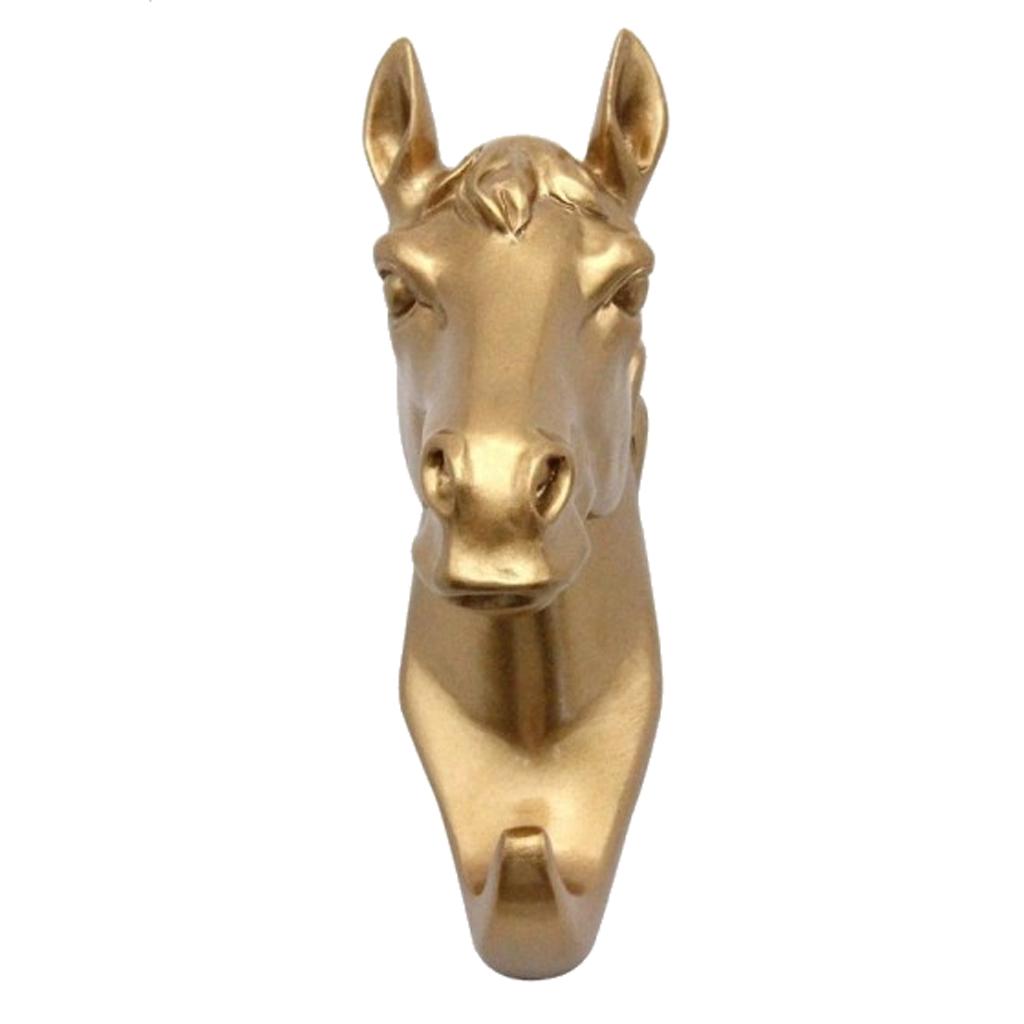 6Pcs Resin Animal Head Hook Key Hanger Rack Wall Mount Home Decor Gold