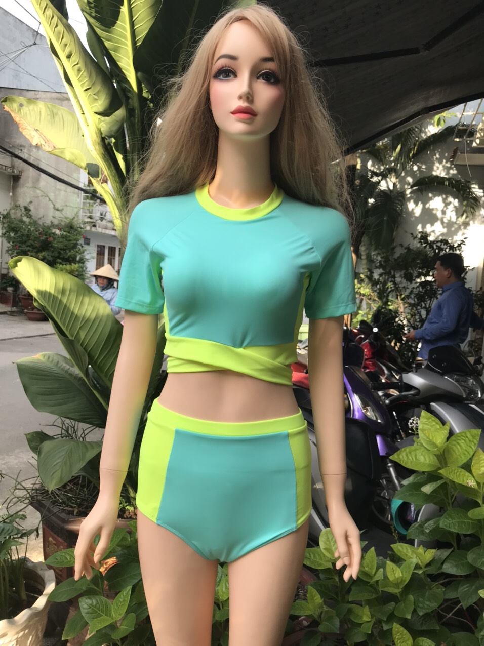 Đồ bơi nữ Bikini nữ 2 mảnh tay ngắn quần đùi đi biển đồ bơi nữ sexy bikini bộ bơi nữ QP005