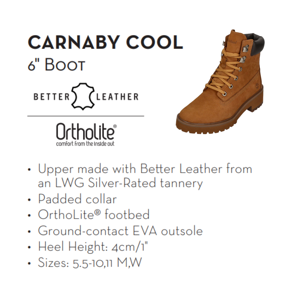 [Original] Timberland Giày Boot Nữ Carnaby Cool 6inch Wheat Nubuck TB0A5VPZ24