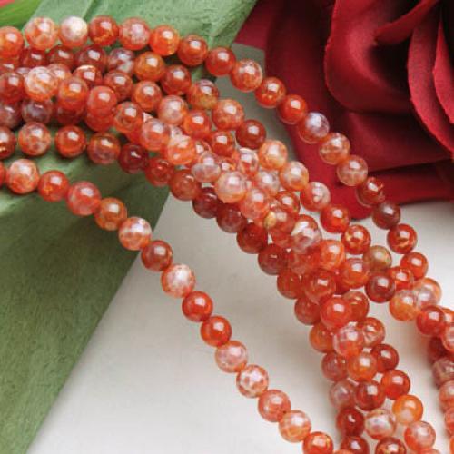 6mm  Fire Agate Round Gemstone Loose Beads 15 Inch