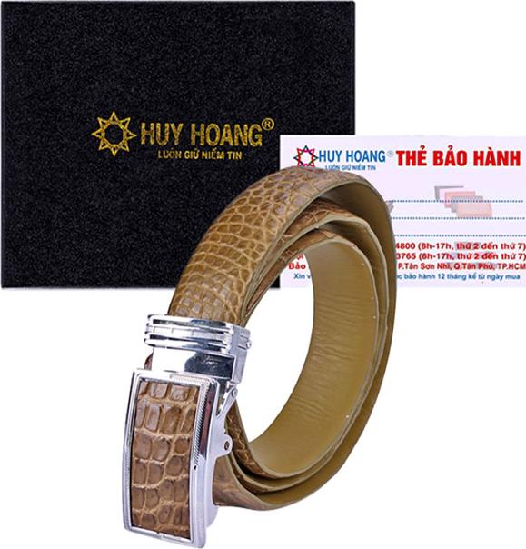 Thắt Lưng Nam Da Cá Sấu Gai Bụng Huy Hoàng HT4274 - Rêu