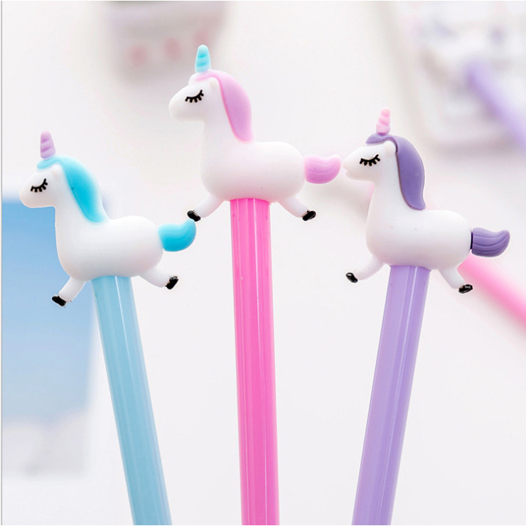 Combo 3 bút bi nước hoạt hình giao ngẫu nhiên BB08 ngựa 1 sừng
