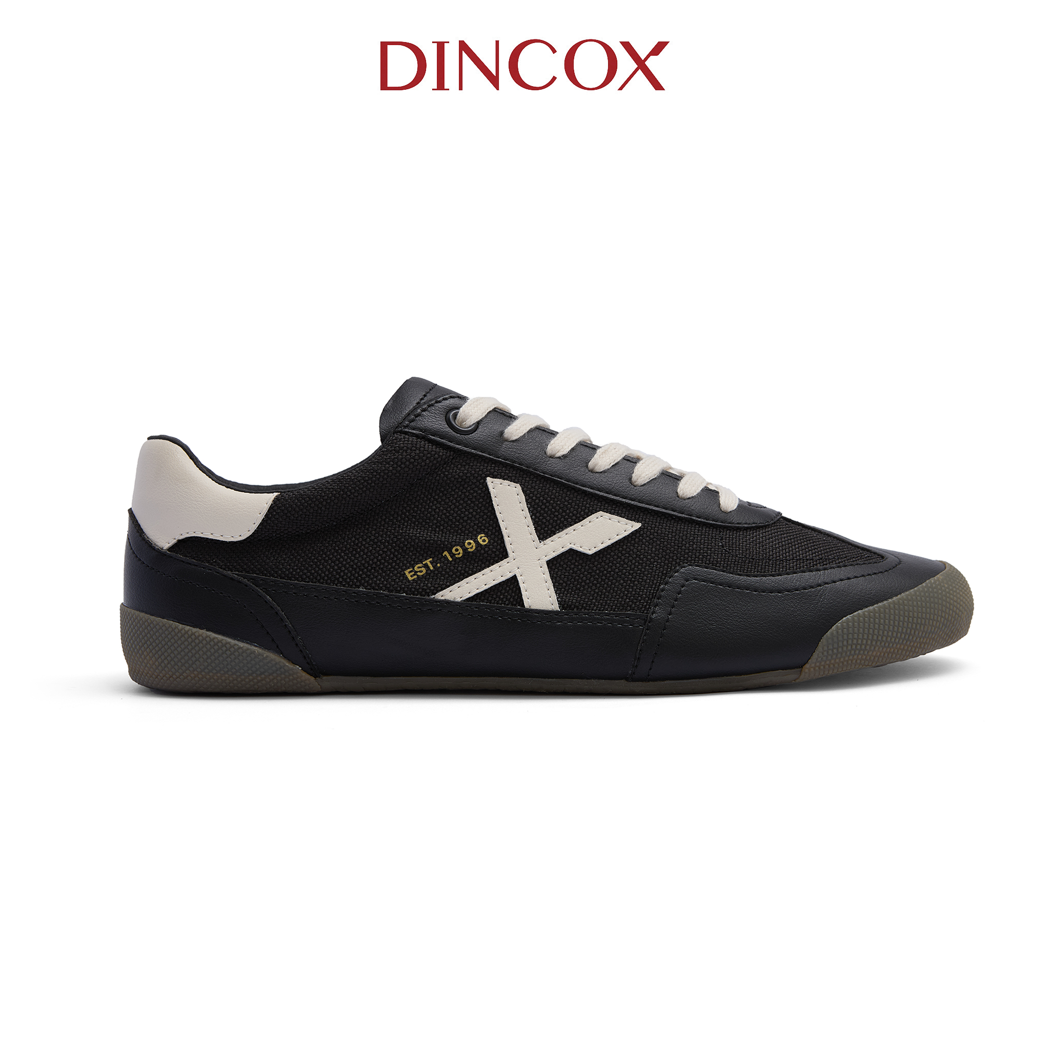 Giày Nam Sneaker Dincox DC47 BLACK/BEIGE Micro Suede Kết Hợp Canvas Shoes Đế Bằng, Bền Và Nhẹ Hơn