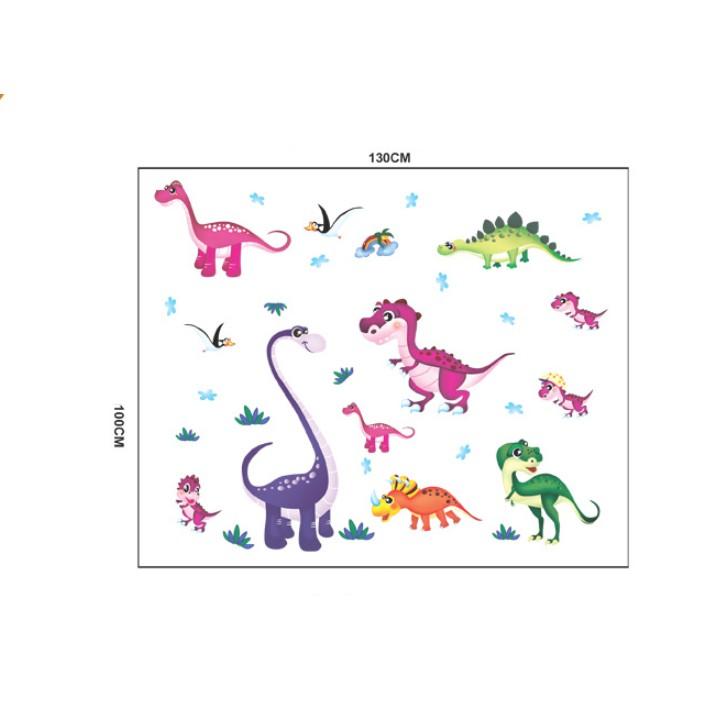 Decal trang trí tường - Khủng long sắc màu 02