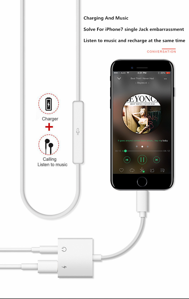 Cáp chia 2 đầu tai nghe và sạc cho iphone - miếng lót chuột