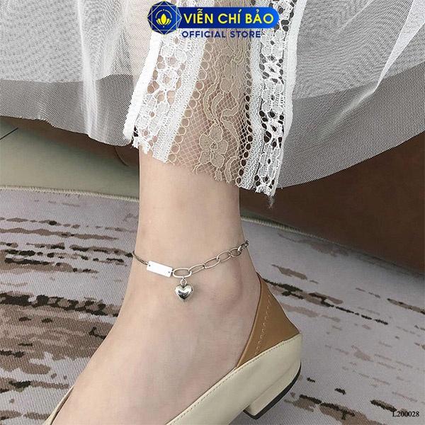 Lắc chân bạc nữ Xích trơn Trái tim chất liệu bạc Thái 925 thời trang phụ kiện trang sức nữ Viễn Chí Bảo L200028