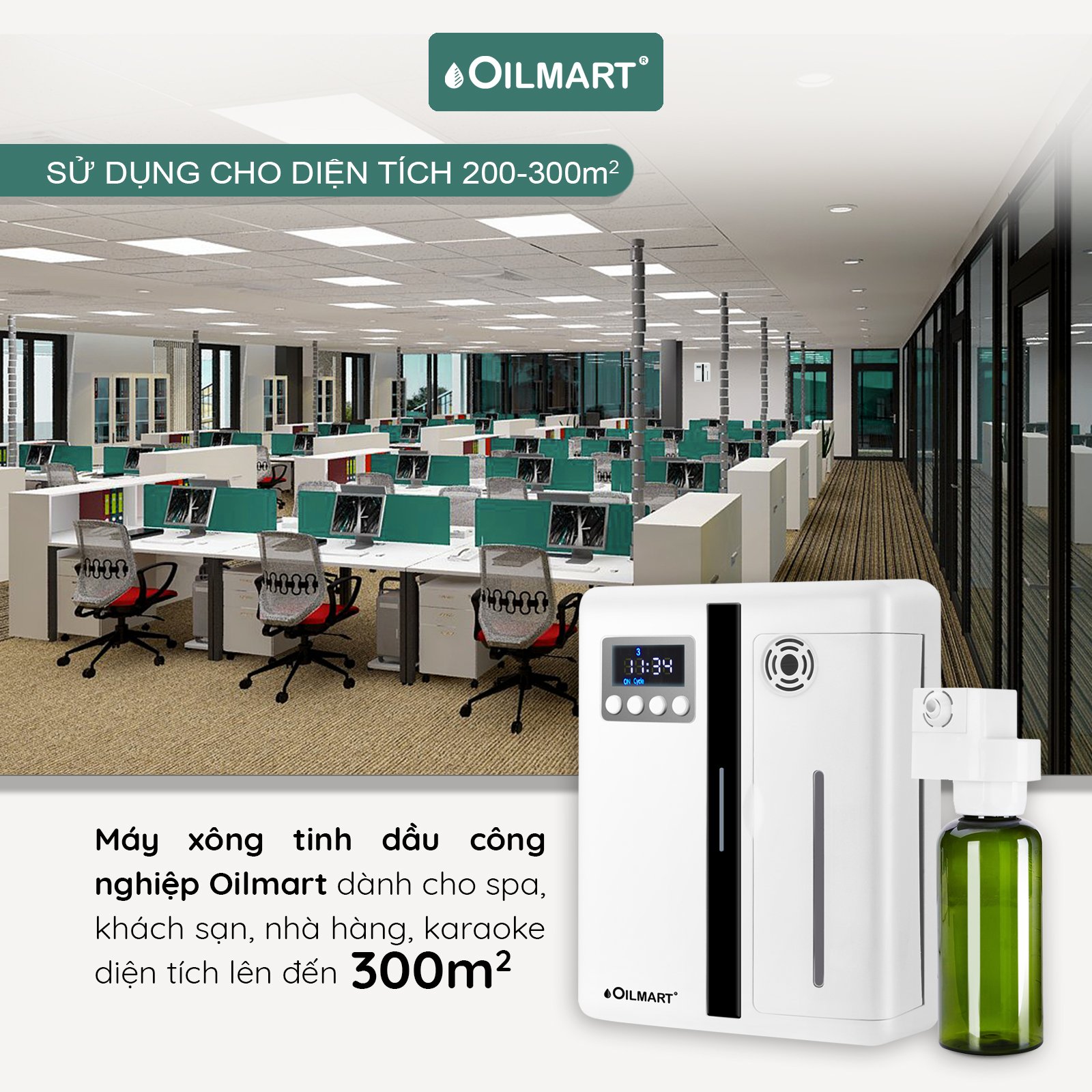 Máy xông tinh dầu công nghiệp Oilmart công suất lớn cho Spa, Khách sạn, Nhà hàng, Karaoke, Cửa hàng