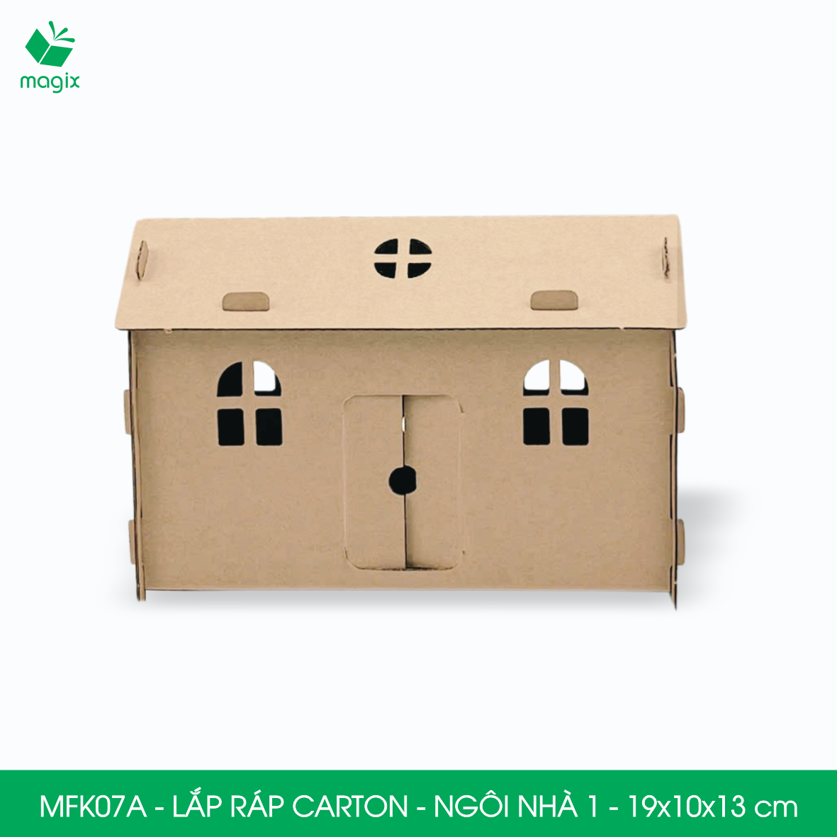 MFK07A - 19x10x13 cm - Mô hình ngôi nhà lắp ráp từ bìa carton cao cấp, nhà giấy carton mini sáng tạo