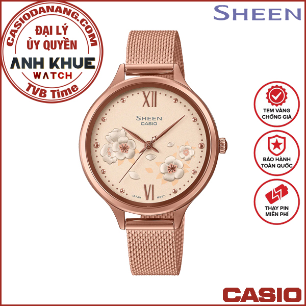 Đồng hồ nữ dây kim loại Casio Sheen chính hãng SHE-4551PGM-4AUDF (34mm)