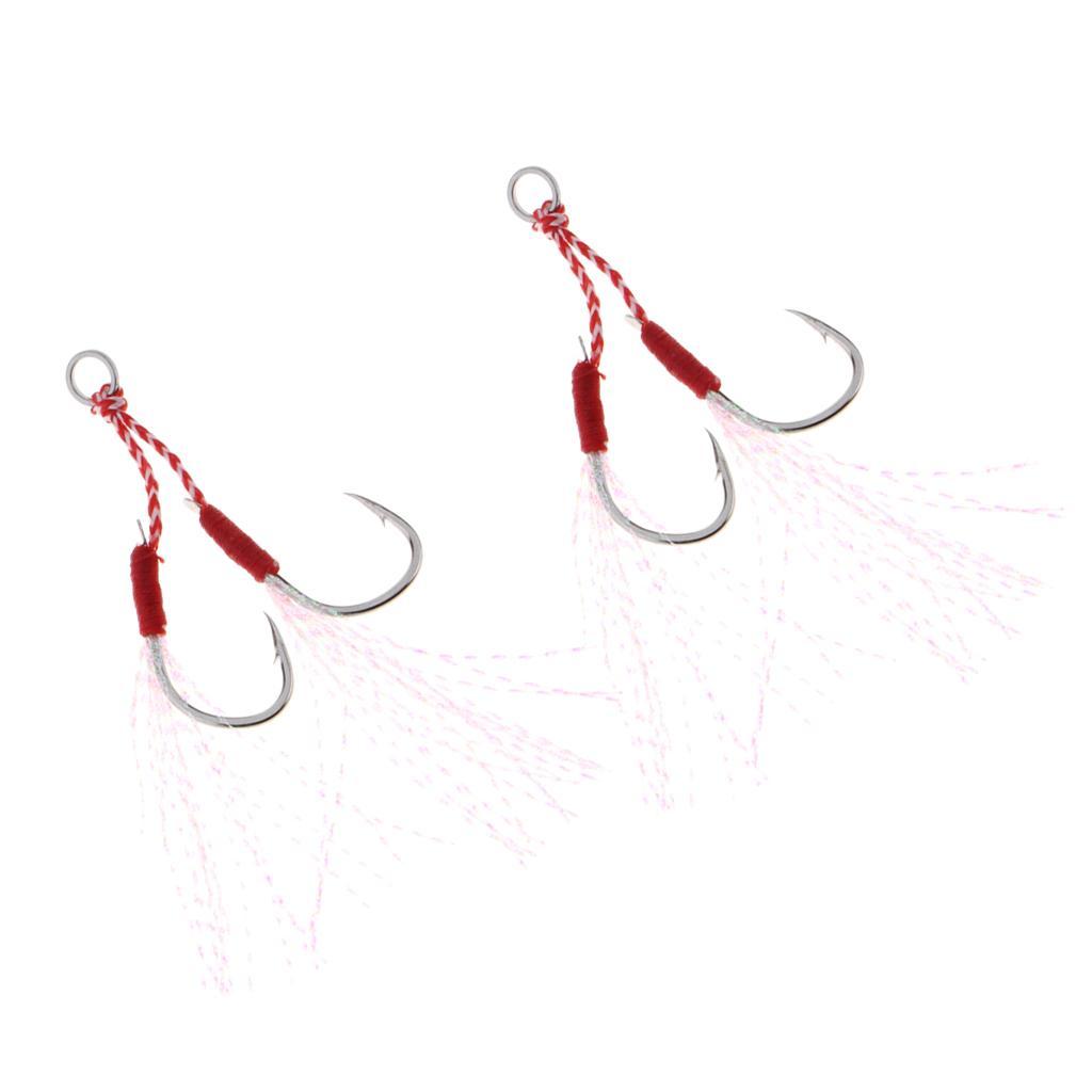 2pcs Stainless Steel Assist Hooks Sea Fishing Jigging Barbed Hooks 11